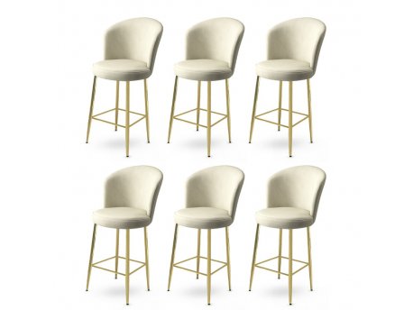 HANAH HOME Set 6 barskih stolica Fora Cream Gold