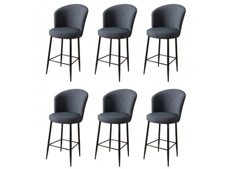 HANAH HOME Set 6 barskih stolica Fora Anthracite Black