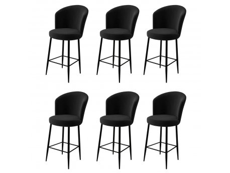 HANAH HOME Set 6 barskih stolica Fora Black