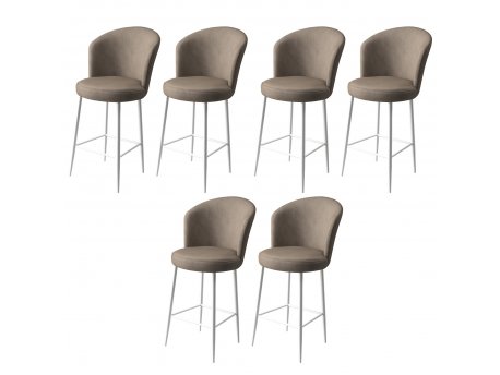 HANAH HOME Set 6 barskih stolica Fora Cappuccino White