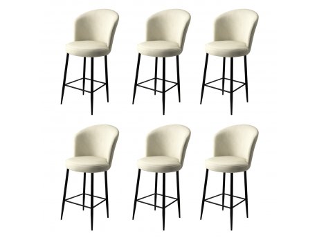 HANAH HOME Set 6 barskih stolica Fora Cream Black
