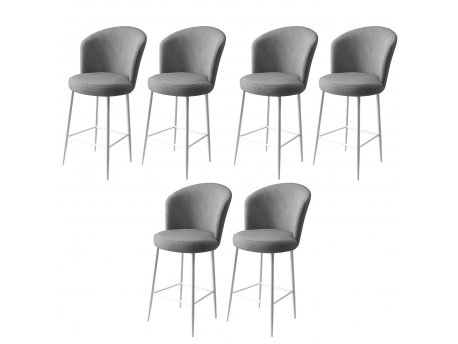 HANAH HOME Set 6 barskih stolica Fora Grey White