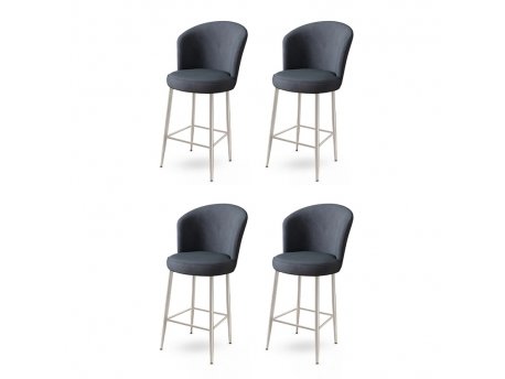 HANAH HOME Set 4 barske stolice Alte Anthracite Chrome