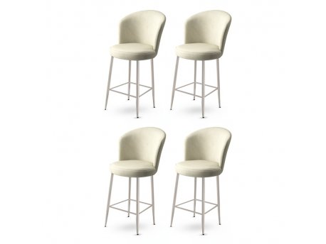HANAH HOME Set 4 barske stolice Alte Cream Chrome
