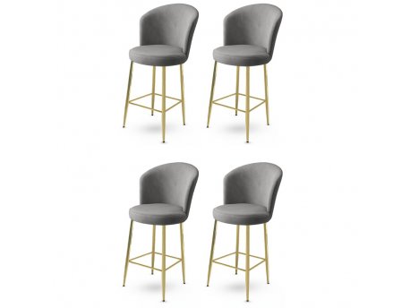 HANAH HOME Set 4 barske stolice Alte Grey Gold
