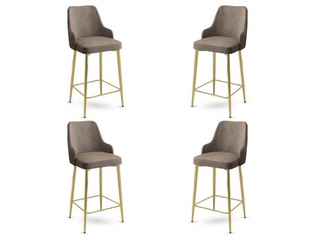 HANAH HOME Set 4 barske stolice Enox Cappuccino Gold