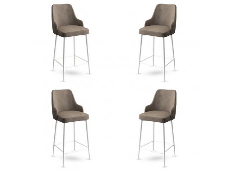 HANAH HOME Set 4 barske stolice Enox Cappuccino White