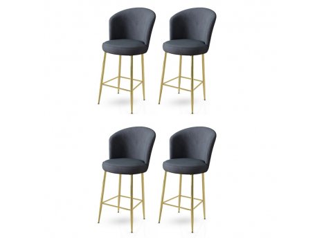 HANAH HOME Set 4 barske stolice Fora Anthracite Gold
