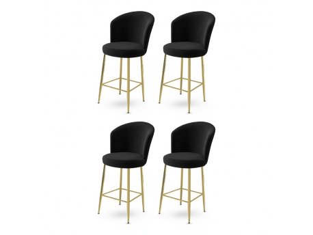 HANAH HOME Set 4 barske stolice Fora Black Gold