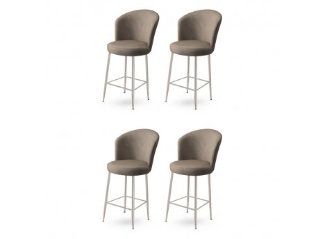 HANAH HOME Set 4 barske stolice Fora Cappuccino Chrome
