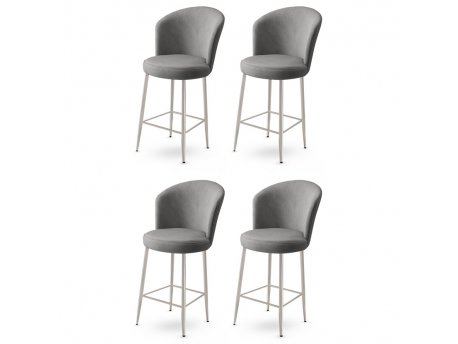 HANAH HOME Set 4 barske stolice Fora Grey Chrome