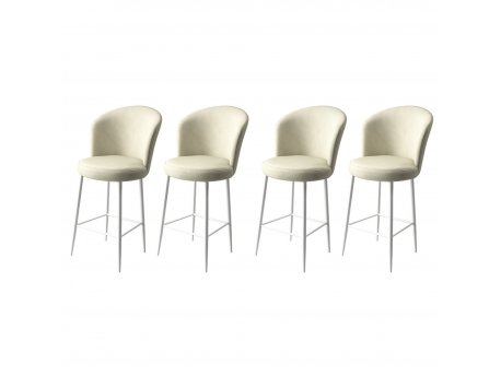 HANAH HOME Set 4 barske stolice Fora Cream White