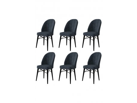 HANAH HOME Set 6 stolica Ritim Anthracite Black
