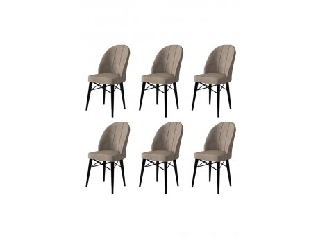 HANAH HOME Set 6 stolica Ritim Cappuccino Black