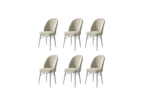 HANAH HOME Set 6 stolica Ritim Cream White