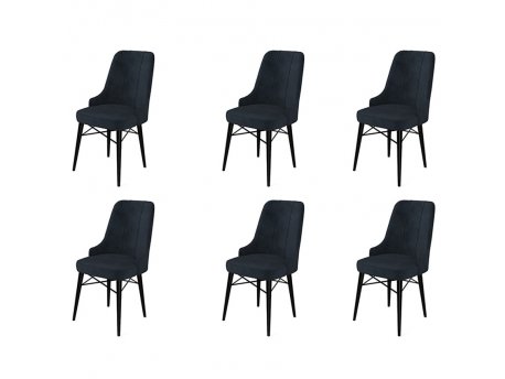 HANAH HOME Set 6 stolica Pare Anthracite Black