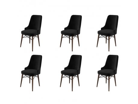 HANAH HOME Set 6 stolica Pare Black Brown
