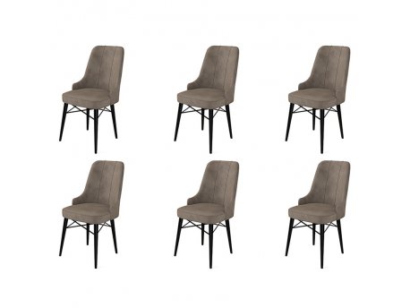 HANAH HOME Set 6 stolica Pare Cappuccino Black