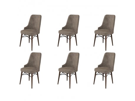 HANAH HOME Set 6 stolica Pare Cappuccino Brown