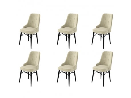 HANAH HOME Set 6 stolica Pare Cream Black