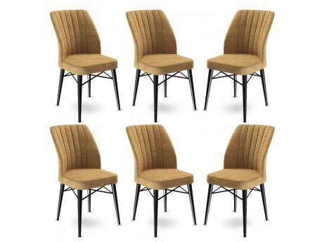 HANAH HOME Set 6 stolica Flex Cappuccino Black