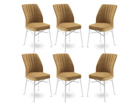 HANAH HOME Set 6 stolica Flex Cappuccino White