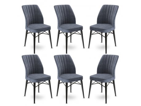 HANAH HOME Set 6 stolica Flex Fume Black