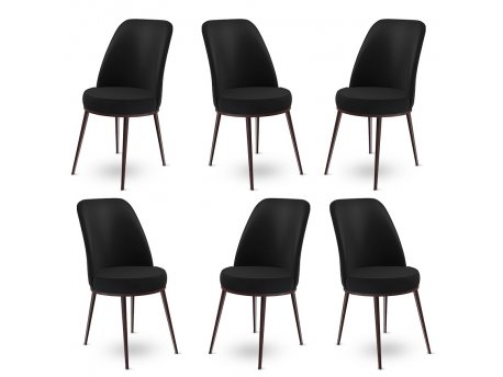 HANAH HOME Set 6 stolica Dexa Black Brown
