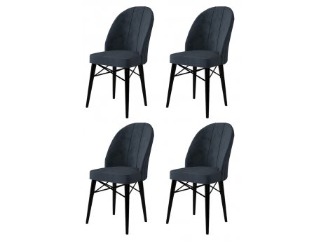 HANAH HOME Set 4 stolice Ritim Anthracite Black