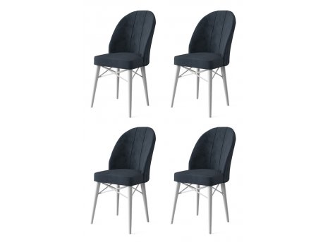 HANAH HOME Set 4 stolice Ritim Anthracite White