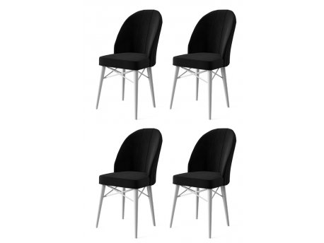 HANAH HOME Set 4 stolice Ritim Black White