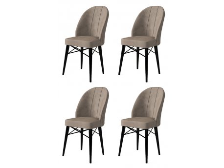 HANAH HOME Set 4 stolice Ritim Cappuccino Black