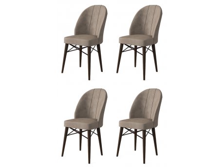 HANAH HOME Set 4 stolice Ritim Cappuccino Brown