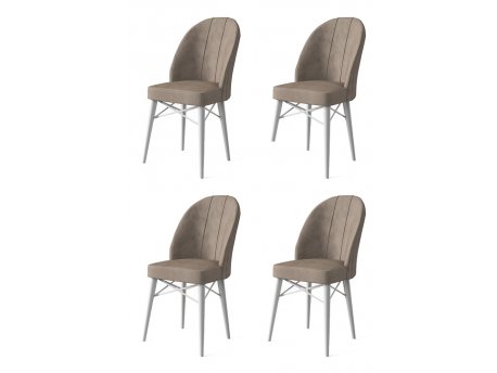 HANAH HOME Set 4 stolice Ritim Cappuccino White