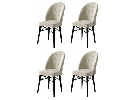 HANAH HOME Set 4 stolice Ritim Cream Black