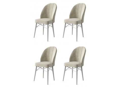 HANAH HOME Set 4 stolice Ritim Cream White