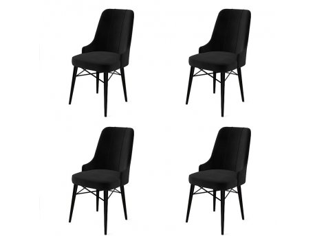 HANAH HOME Set 4 stolice Pare Black