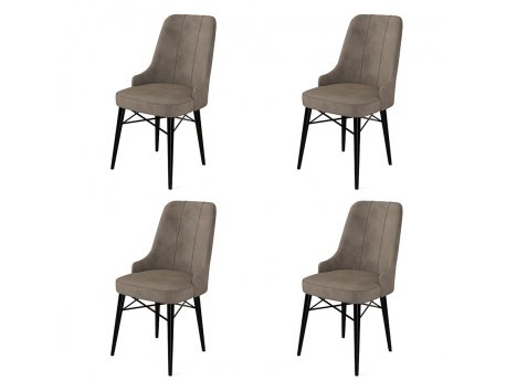 HANAH HOME Set 4 stolice Pare Cappuccino Black