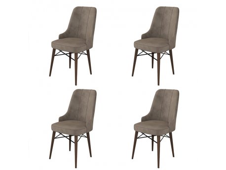 HANAH HOME Set 4 stolice Pare Cappuccino Brown