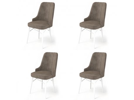 HANAH HOME Set 4 stolice Pare Cappuccino White