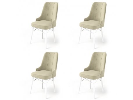 HANAH HOME Set 4 stolice Pare Cream White