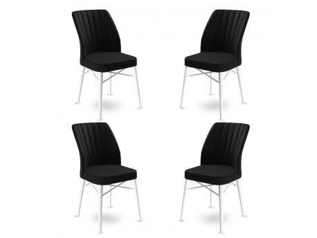 HANAH HOME Set 4 stolice Flex Black White