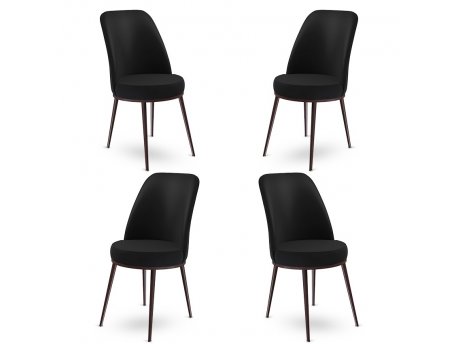 HANAH HOME Set 4 stolice Dexa Black Brown
