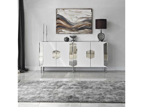 HANAH HOME Komoda Dubai White Silver