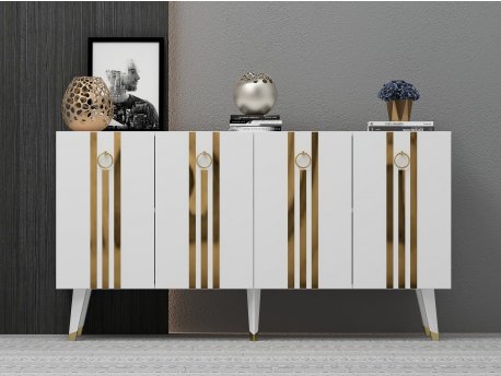 HANAH HOME Komoda Isil White Gold