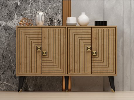 HANAH HOME Komoda Ahart Sapphire Oak Gold