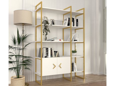 HANAH HOME Polica za knjige Santana White Gold