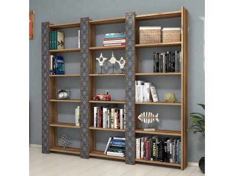 HANAH HOME Polica za knjige City 3 Walnut Chalcedony