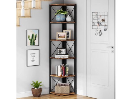 HANAH HOME Polica za knjige Logan 5 Brown