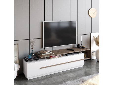 HANAH HOME TV polica Pia Walnut White